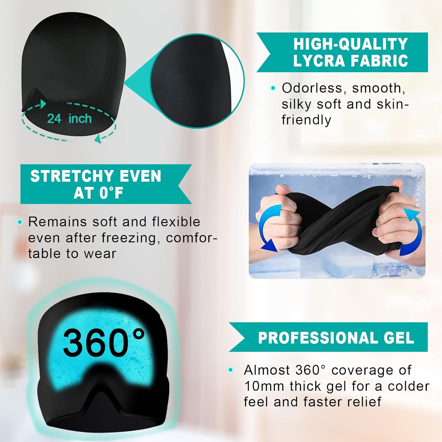 Headache Relief Hat – Cooling Gel & 360° Compression