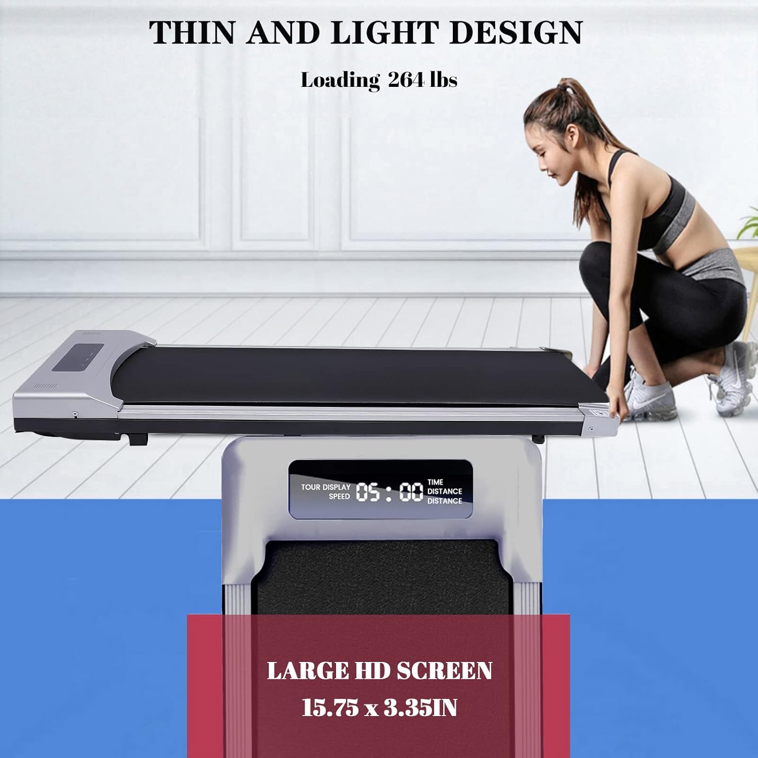 Portable Under Desk Walking Pad Treadmill with Remote