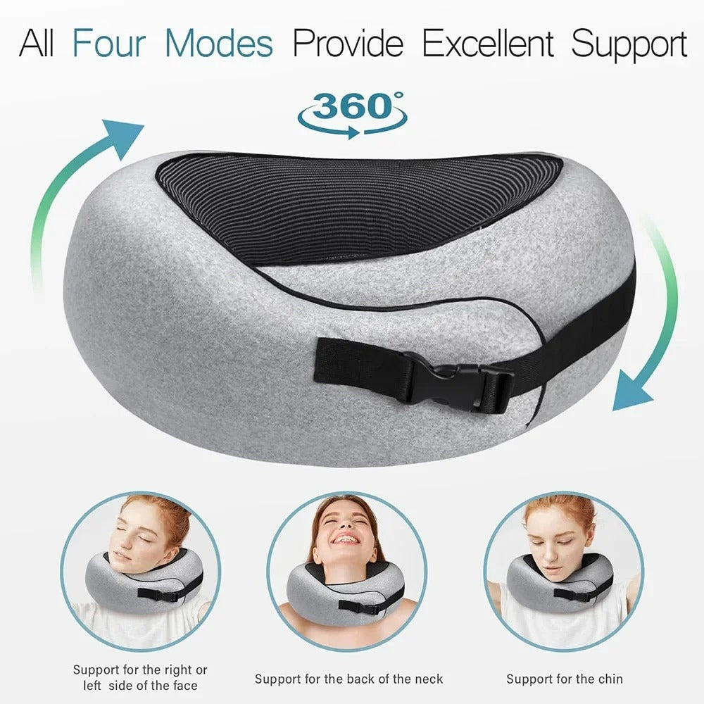 Travel Pillow – Memory Cotton U-Shaped Neck Pillow with Storage