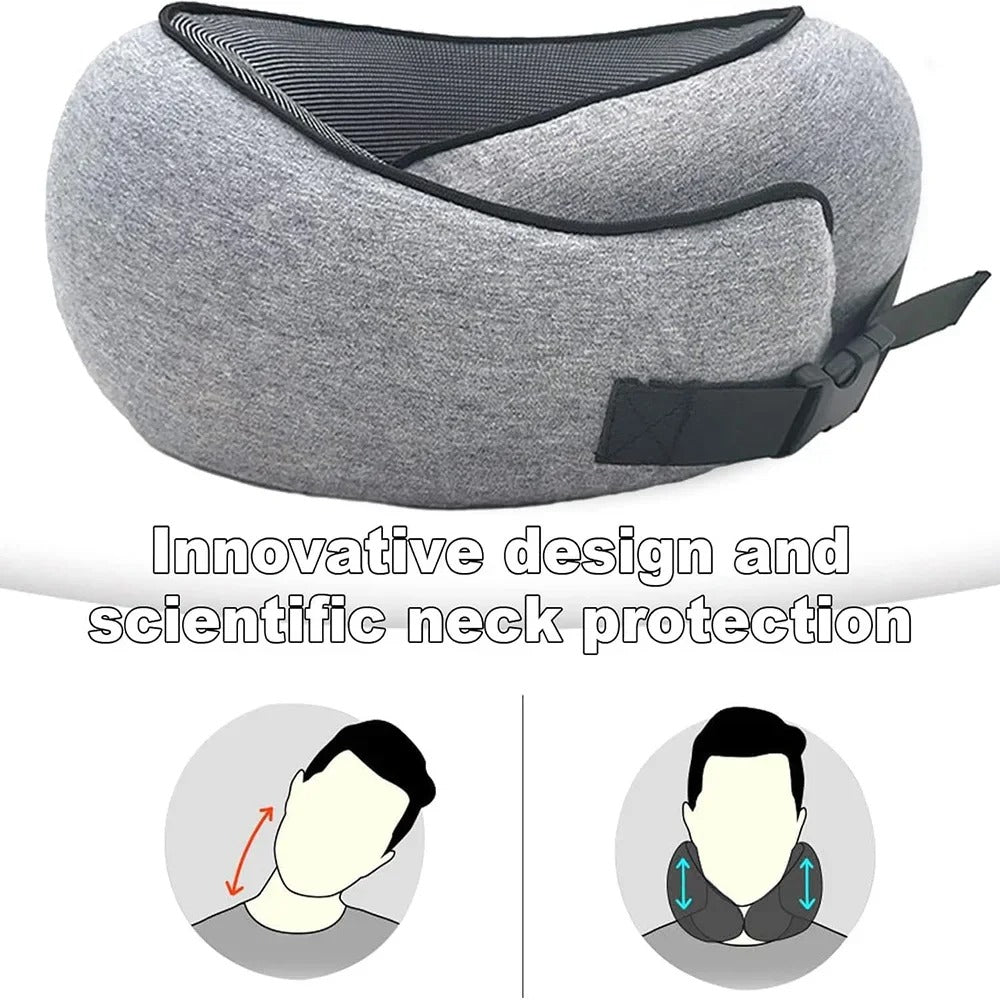 Travel Pillow – Memory Cotton U-Shaped Neck Pillow with Storage