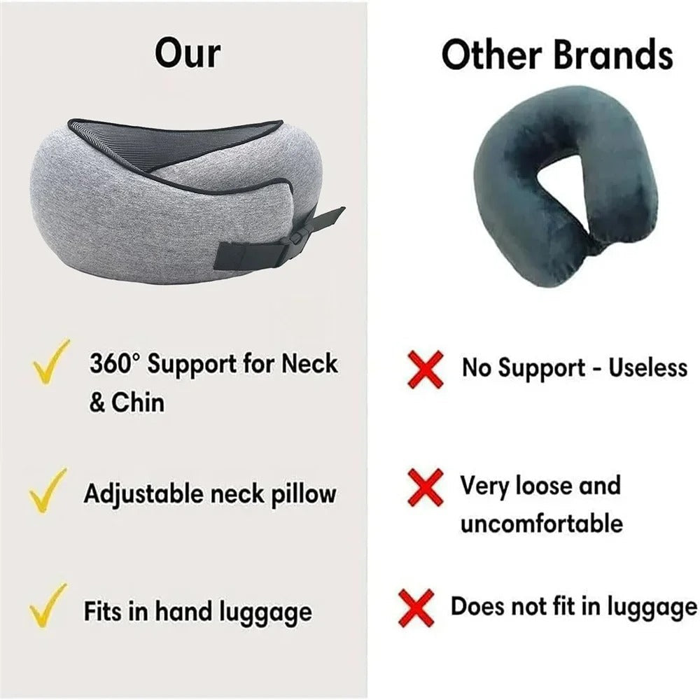 Travel Pillow – Memory Cotton U-Shaped Neck Pillow with Storage