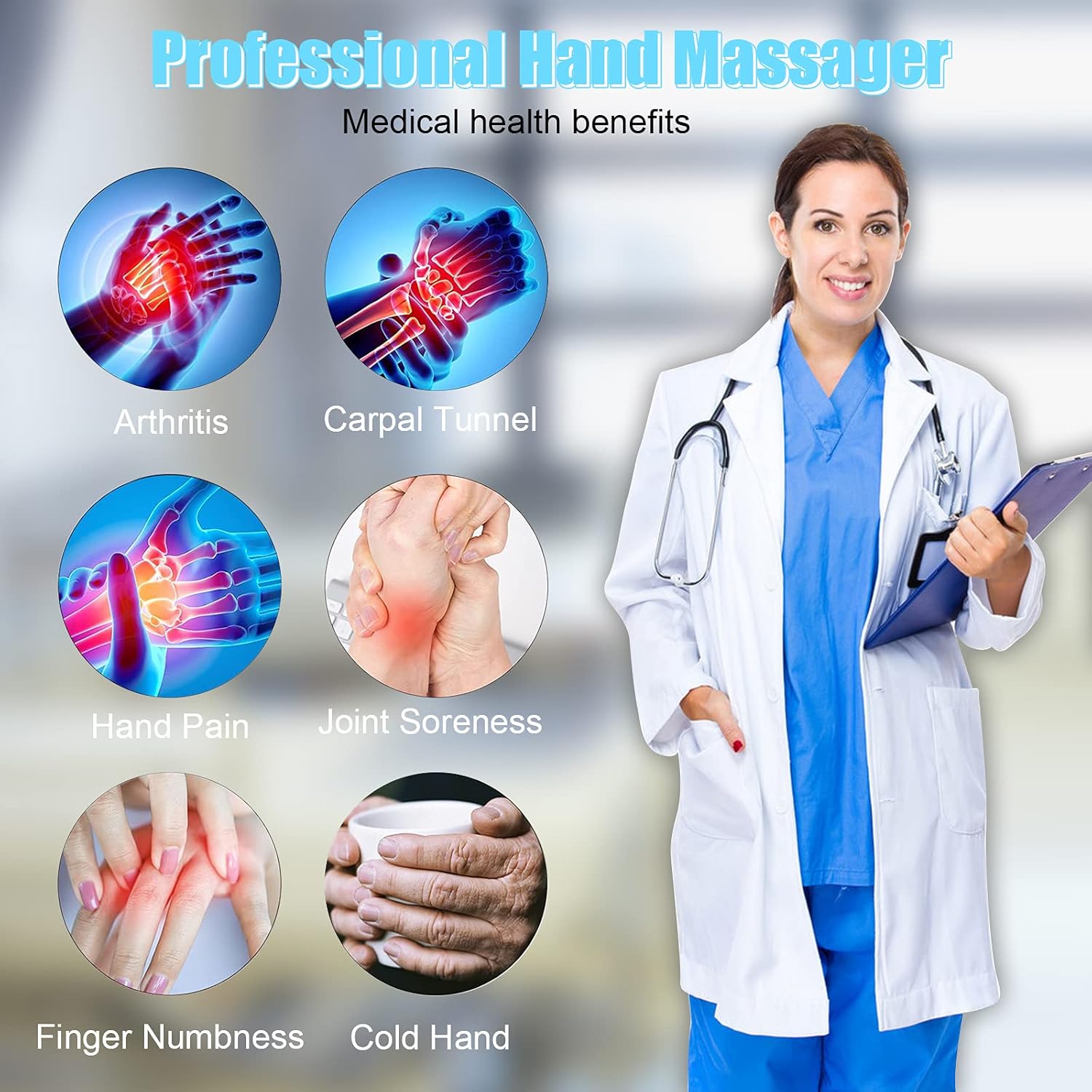 Electric Hand Massager with Heat – Cordless 4D Hand Spa