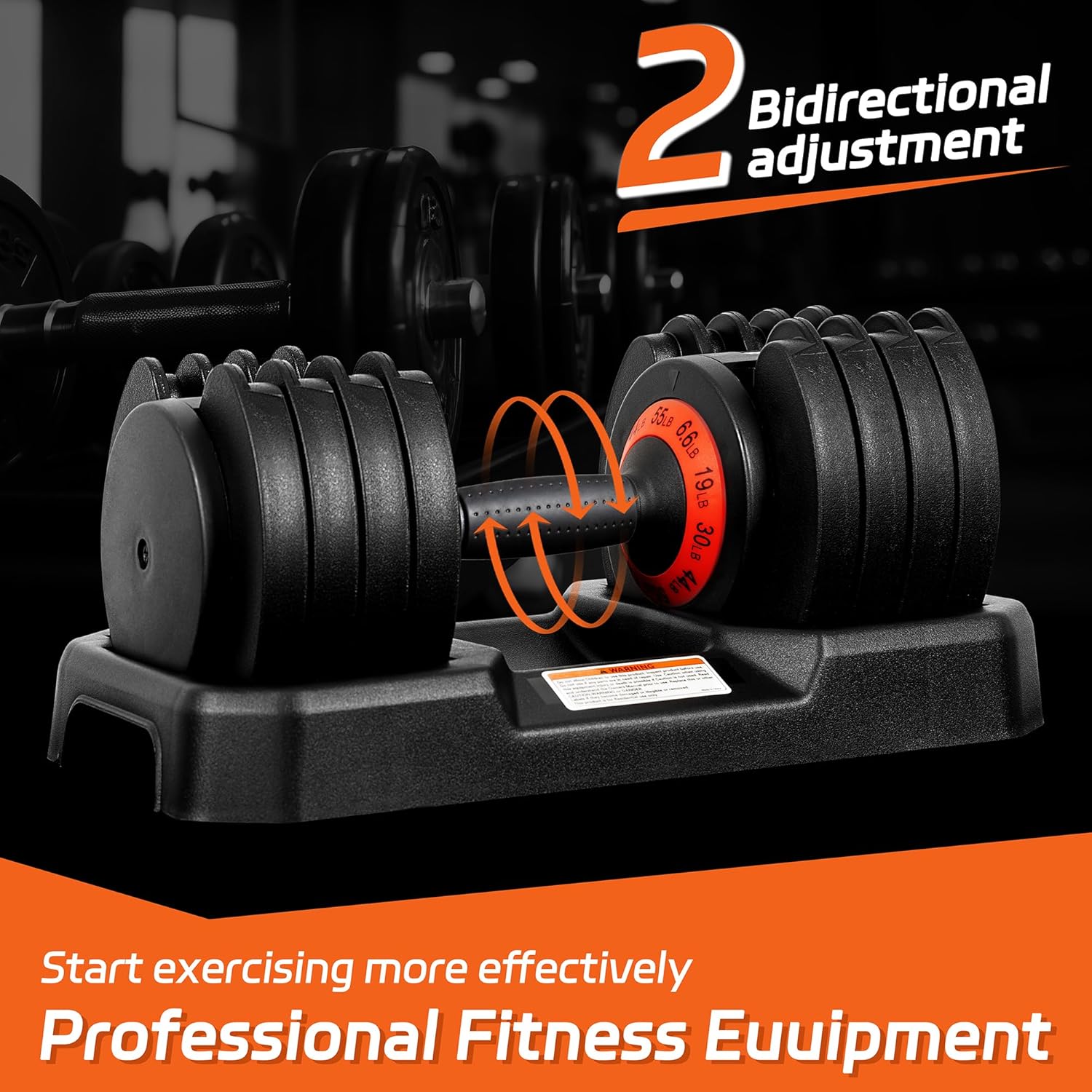 Adjustable 55LB Dumbbell Set with Tray 